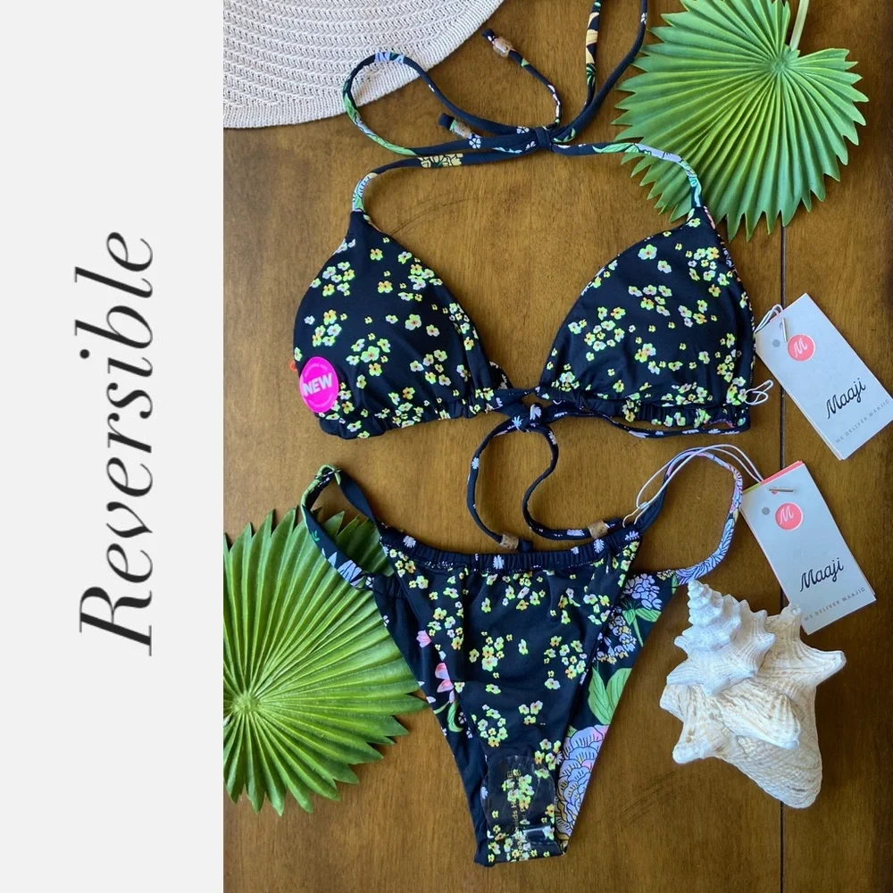 MAAJI Set - x Revolve Edge String Bikini Top & Frisky Cheeky Thong Bottom M